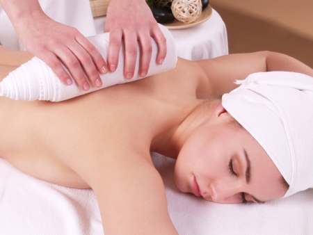 Hot towel back massage